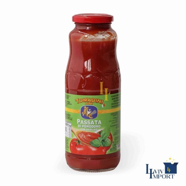 Томатне пюре TOMADINI 690g Passata з базиліком ск/б (12 шт/72 ящ)