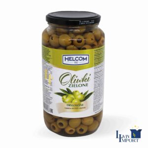 Оливки HELCOM 935g зелені без кісточки ск/б (6 шт/96 ящ)
