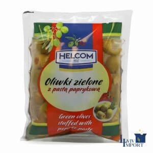 Оливки HELCOM 195g зелені фаршировані пастою з паприки (20 шт/135 ящ)