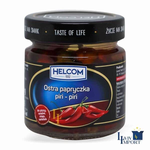 Перець маринований HELCOM 180g гострий пірі-пірі червоний ск/б (8 шт/280 ящ)