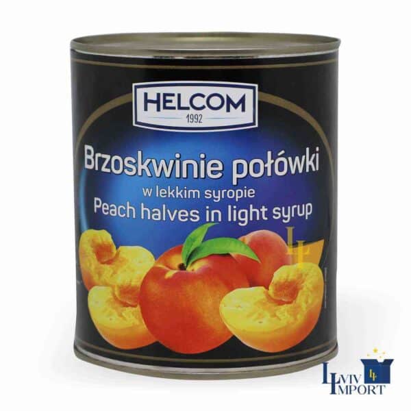 Персики HELCOM 820g половинки у сиропі ж/б (12 шт/72 ящ)