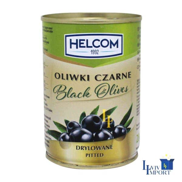 Оливки HELCOM 280g маслини чорні без кісточки ж/б (24 шт/96 ящ)