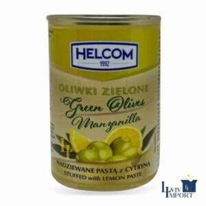 Оливки HELCOM 280g зелені з лимоном ж/б (12 шт/196 ящ)
