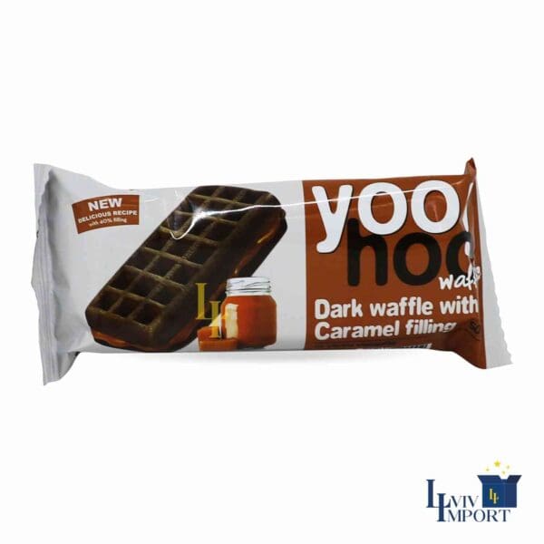 Бельгійські вафлі YOO!HOO 50g темні з начинкою солона карамель (12 шт/448 ящ)