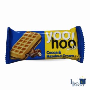 Бельгійські вафлі YOO!HOO 50g з начинкою какао і лісовий горіх (12 шт/448 ящ)