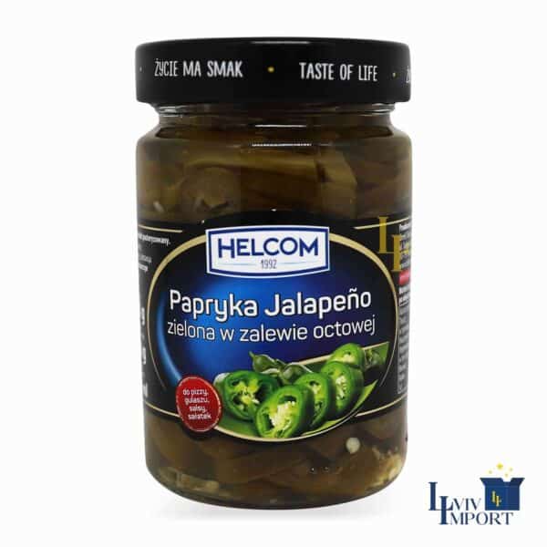 Перець маринований HELCOM 290g халапеньйо зелений різаний ск/б (8 шт/200 ящ)