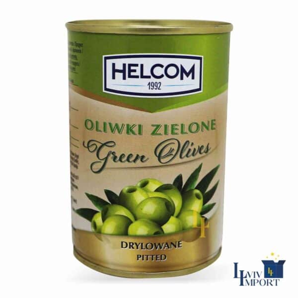 Оливки HELCOM 280g зелені без кісточки ж/б (24 шт/108 ящ)