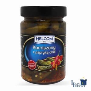 Огірки-корнішони консервовані HELCOM 300g з перцем чилі ск/б (8 шт/200 ящ)