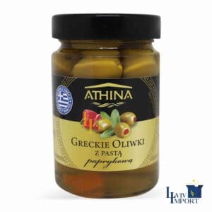 Оливки ATHINA 300g грецькі зелені з паприкою ск/б (8 шт/200 ящ)