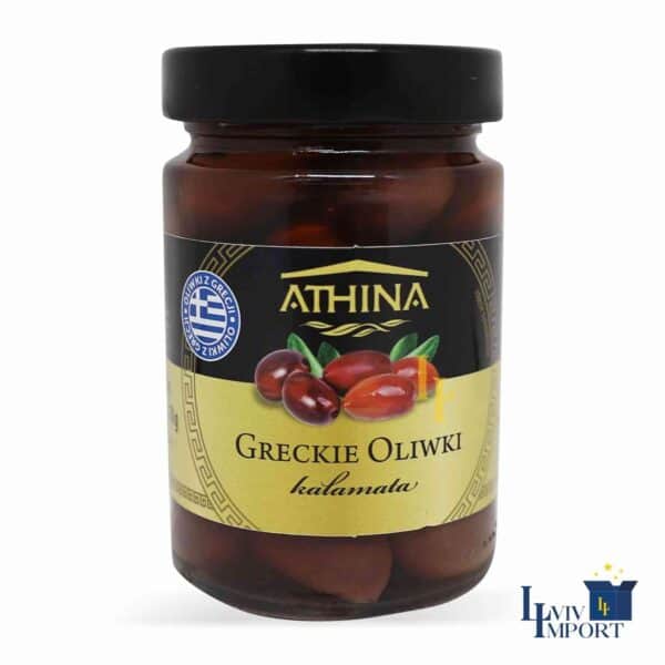 Оливки ATHINA 300g грецькі каламата з кісточкою ск/б (8 шт/200 ящ)