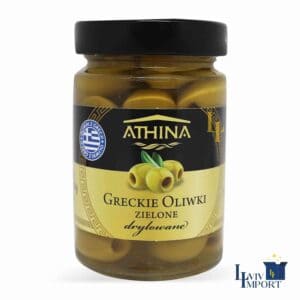 Оливки ATHINA 300g грецькі зелені без кісточки ск/б (8 шт/200 ящ)