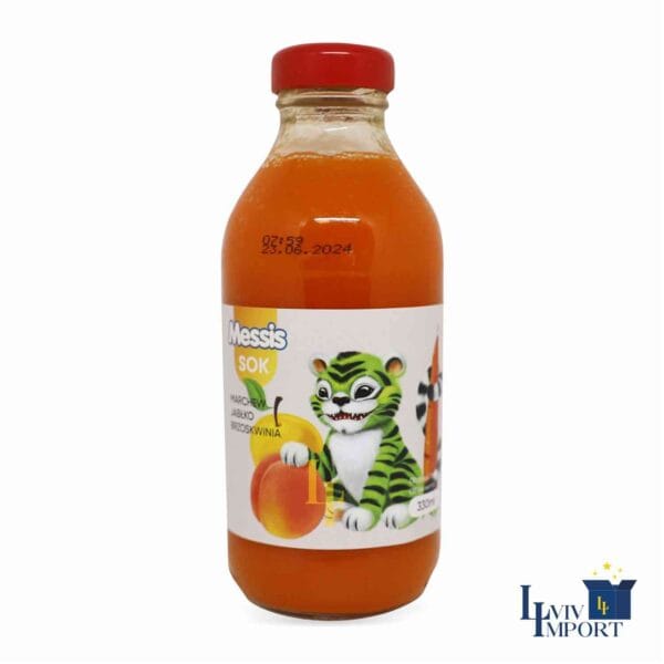 Сік скло MESSIS 330ml "Тигреня" персик+ морква+ яблуко (12 шт/144 ящ)