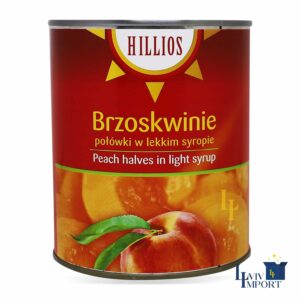 Персики HILLIOS 820g половинки у сиропі ж/б (12 шт/72 ящ)