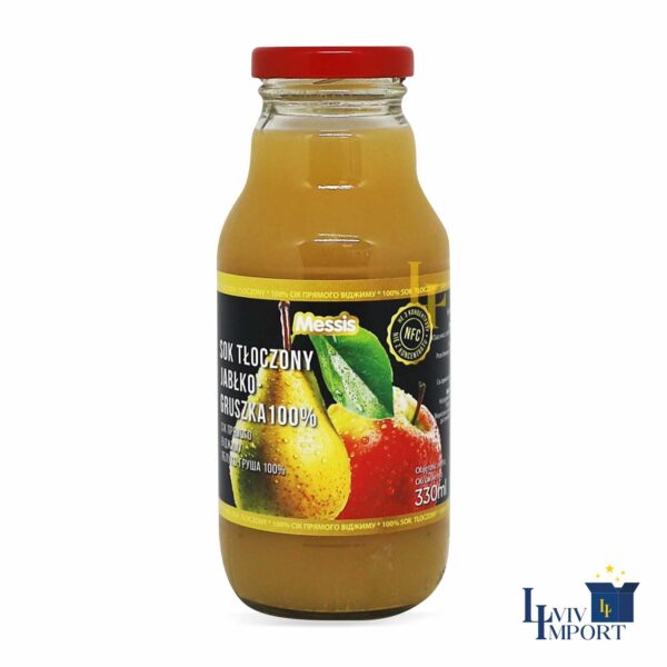 Сік скло MESSIS 330ml яблуко-груша 100% прямого віджиму (15 шт/112 ящ)
