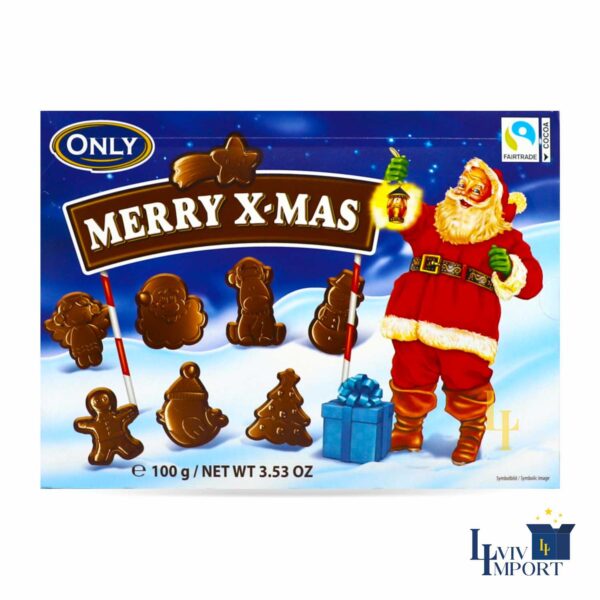 Шоколад молочний ONLY 100g Merry X-mas фігурки (22 шт)