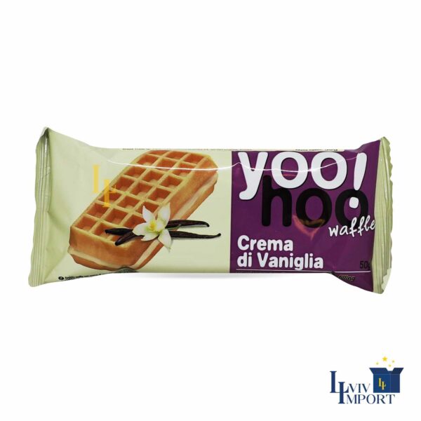 Бельгійські вафлі YOO!HOO 50g з ванільною начинкою (12 шт/448 ящ)