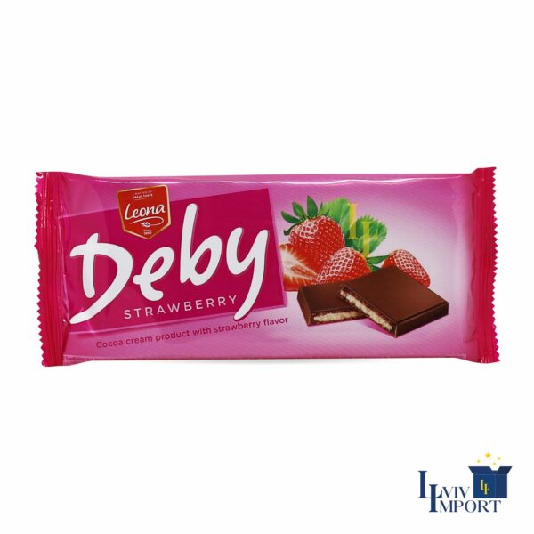 Плитка кондитерська LEONA 90g Deby з полуничною начинкою (24 шт)