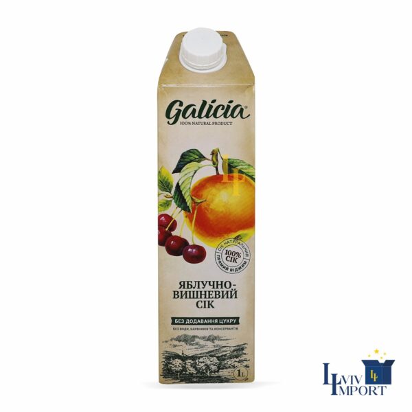 Сік GALICIA 1л яблучно-вишневий неосвітлений (12 шт/60 ящ)