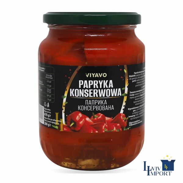 Паприка консервована VIYAVO 720ml/670g ск/б (4 шт/192 ящ)