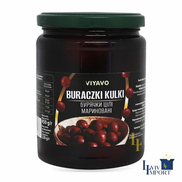 Бурячки цілі мариновані кульки VIYAVO 500ml/450g ск/б (8 шт/126 ящ)