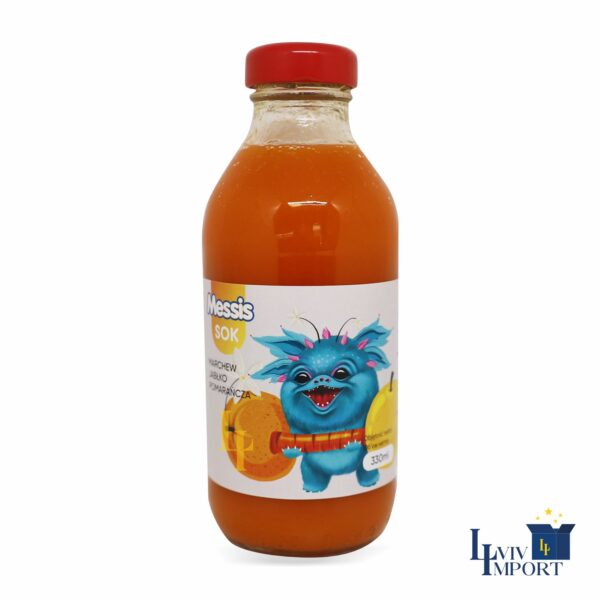 Сік скло MESSIS 330ml "Монстрик" апельсин+ морква+ яблуко (15 шт/112 ящ)
