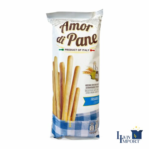 Грісіні (хлібні палички) HELCOM 100g Amor di Pane з оливковою олією (18 шт/104 ящ)