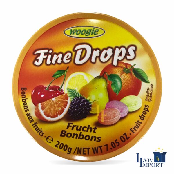 Льодяники Woogie Fine Drops 200g фруктовий мікс (10 шт)