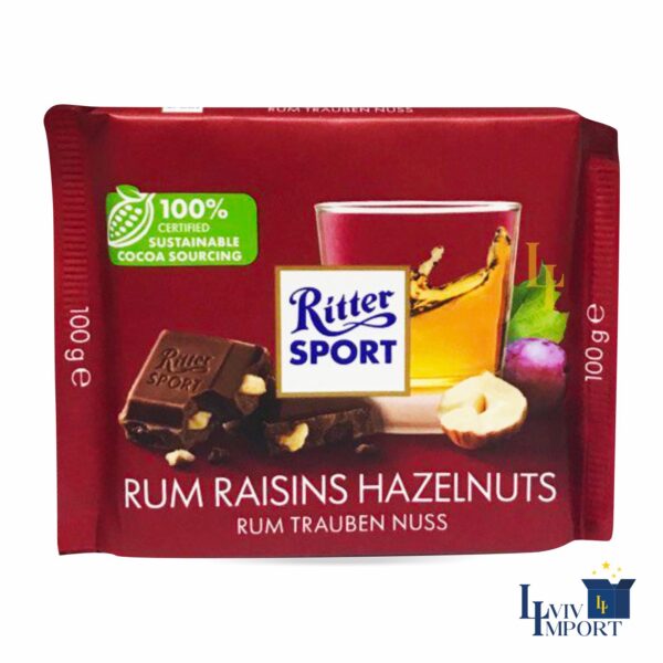 Шоколад молочний RITTER SPORT 100g з ромом
