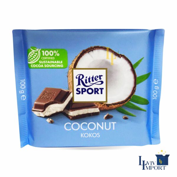 Шоколад молочний RITTER SPORT 100g з кокосовою кремовою начинкою (12 шт)