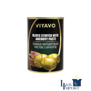 Оливки VIYAVO 314ml/280g зелені з анчоусом ж/б (12 шт/196 ящ)