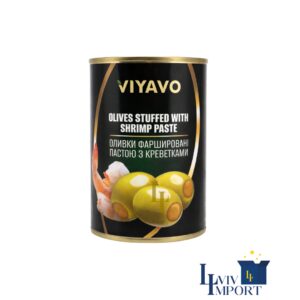 Оливки VIYAVO 314ml/280g зелені з креветками ж/б (12 шт/196 ящ)