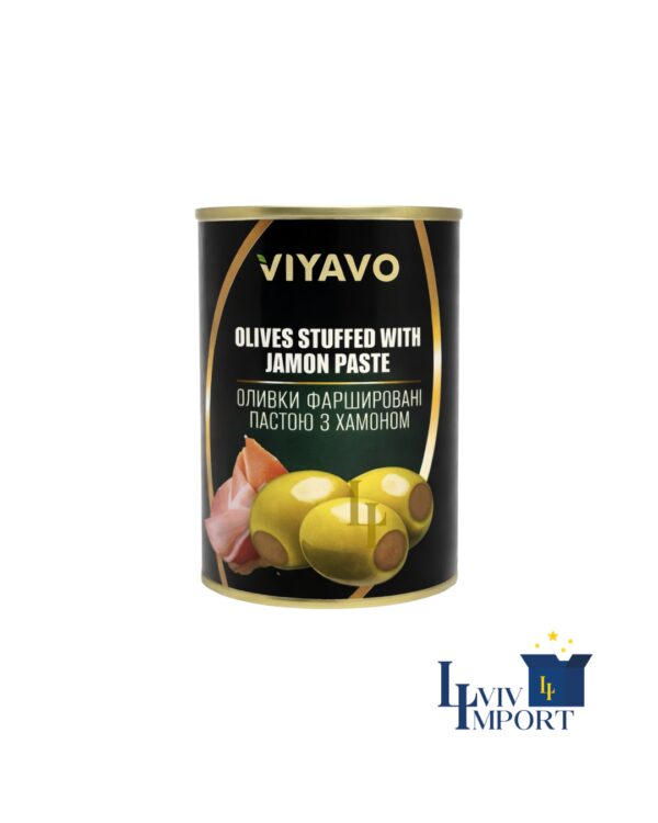 Оливки VIYAVO 314ml/280g зелені з хамоном ж/б (12 шт/196 ящ)