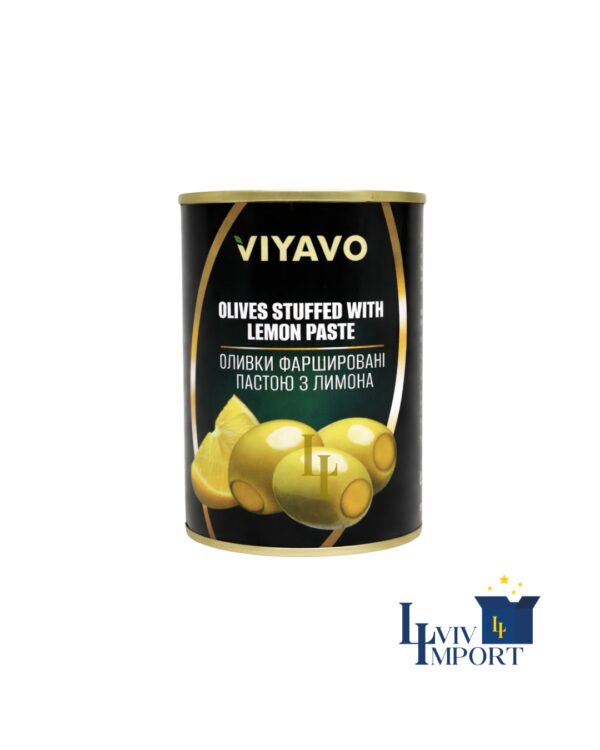 Оливки VIYAVO 314ml/280g зелені з лимоном ж/б (12 шт/196 ящ)