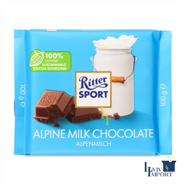 Шоколад молочний RITTER SPORT 100g з альпійським молоком (12 шт)
