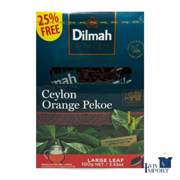 Чай чорний крупнолистовий DILMAH 100g (80+20g) к/у (12 шт)