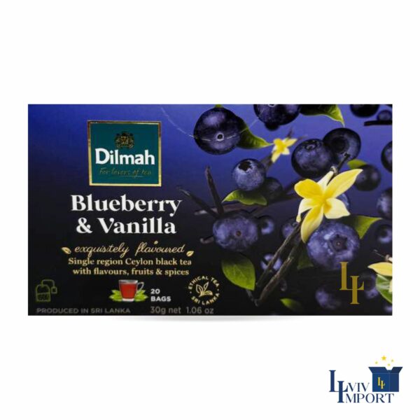 Чай чорний DILMAH 20x1.5g Лохина та ваніль к/у (12 шт)