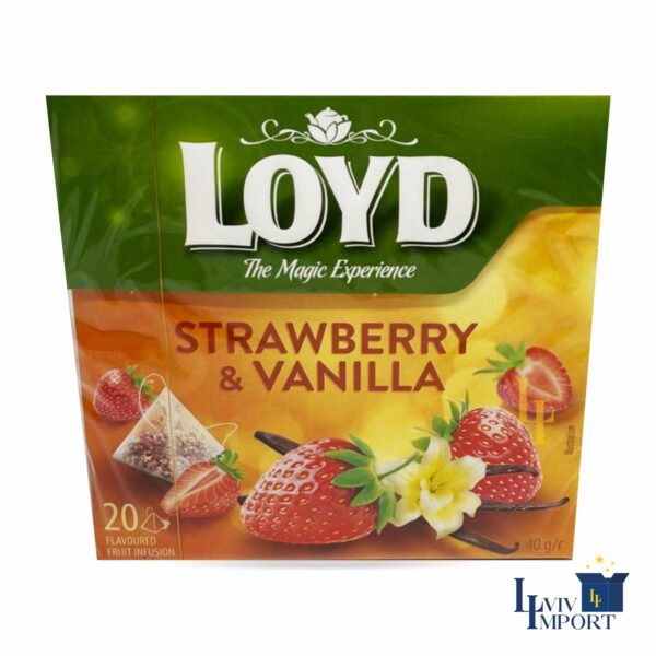 Чай фруктовий LOYD 20*2g полуниця і ваніль (10 шт/140 ящ)