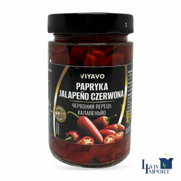 Перець маринований VIYAVO 327ml/290g халапеньйо червоний різаний ск/б (8 шт/200 ящ)