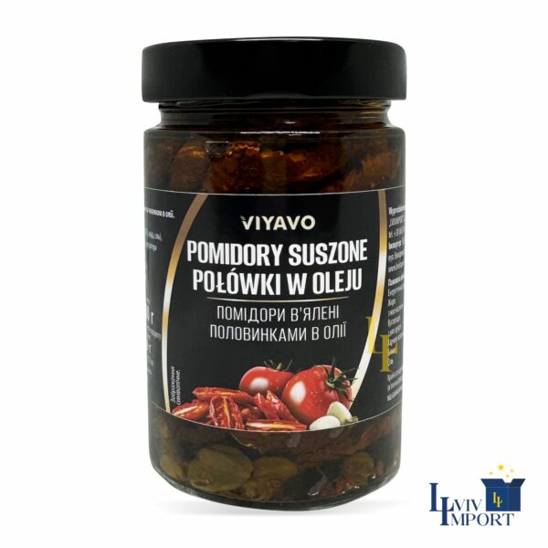 Помідори в'ялені VIYAVO 327ml/280g в олії половинки ск/б (8 шт/200 ящ)