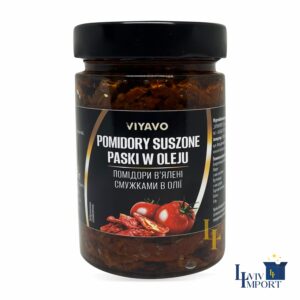Помідори в'ялені VIYAVO 327ml/280g в олії смужки ск/б (8 шт/200 ящ)