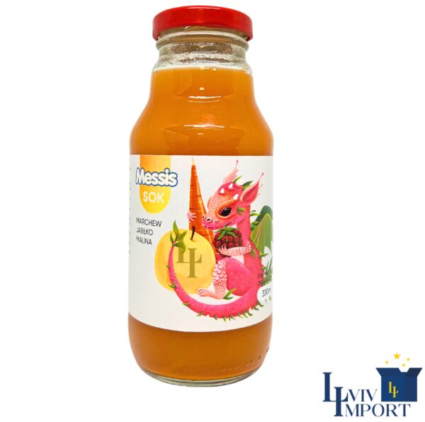 Сік скло MESSIS 330ml "Дракончик" малина+ морква+ яблуко (15 шт/112 ящ)