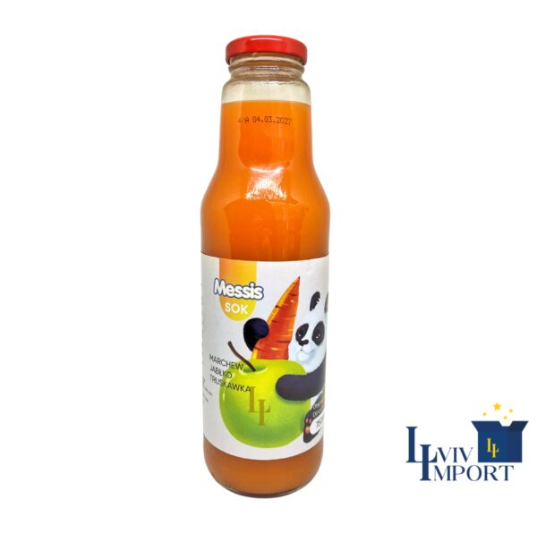 Сік скло MESSIS 750ml "Панда" полуниця+ морква+ яблуко (8 шт/85 ящ)