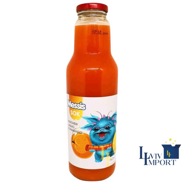Сік скло MESSIS 750ml "Монстрик" апельсин+ морква+ яблуко (8 шт/85 ящ)