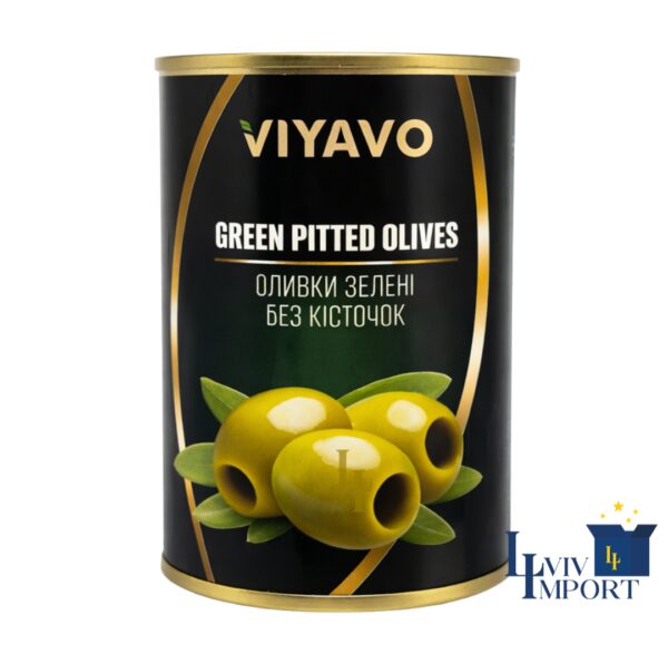 Оливки VIYAVO 300ml/280g зелені без кісточки ж/б (12 шт/196 ящ)