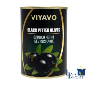 Оливки VIYAVO 300ml/280g маслини чорні без кісточки ж/б (12 шт/196 ящ)