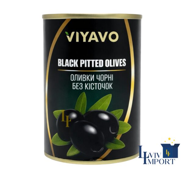 Оливки VIYAVO 300ml/280g маслини чорні без кісточки ж/б (12 шт/196 ящ)